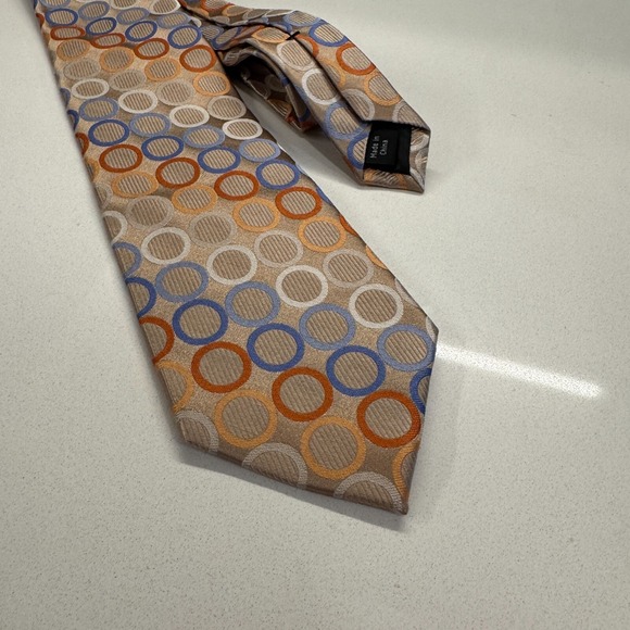 Michael Kors Tie Geometric Circle Multicolor‎ 100% Silk NeckTie Luxury Casual - Picture 1 of 8